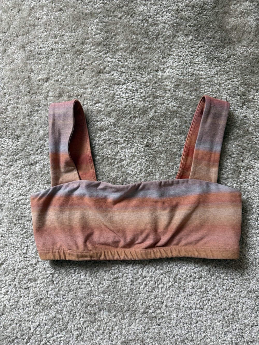 Beyond Yoga Striped Square-Neck Crop Top in Peach and Dusty Rose
